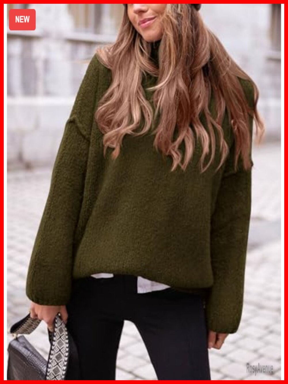 Chunky Knit Turtleneck Pullover Sweater Oversized Fall Winter - Picture 3 of 6